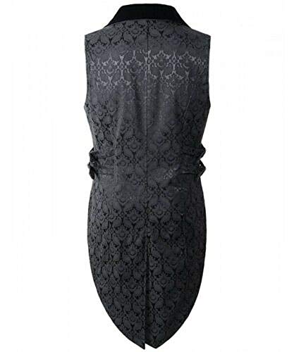 Darkrock Men's Brocade Vest Waistcoat Tailcoat Black Velvet Gothic Steampunk/Tail Coat2
