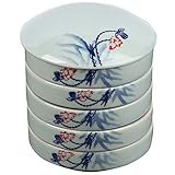 Loghot Porcelain Chinese Painting 5-Layer Stackable Paint Mixing Trays Ceramic Round Watercolor Palette Set (Lotus)
