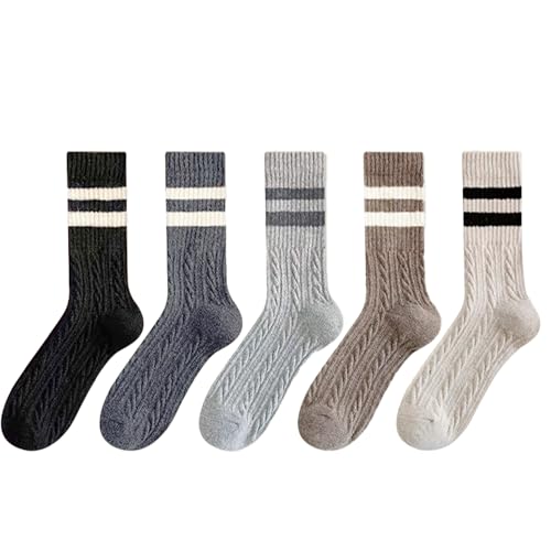 Women's Retro Wool Crew Socks, Cute Striped Boot Socks