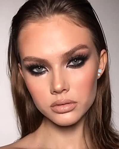 5 قطع من الأقراط الفضية للسيدات، اقراط مضادة للحساسية من الستانلس ستيل مرصعة بالزركونيا للنساء