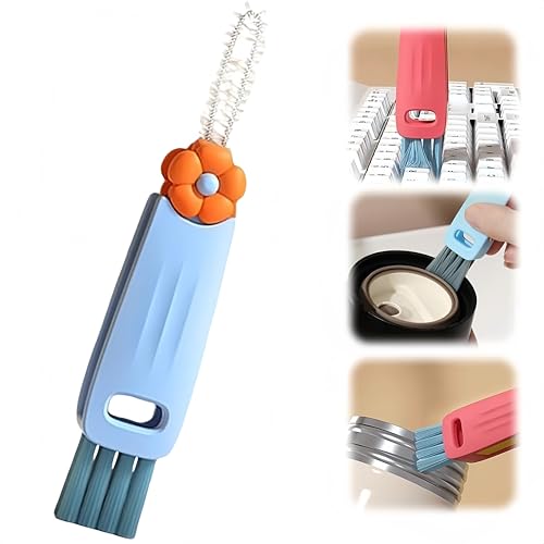 Image of 3 in 1 Cup Lid Cleaning Brush, Multifunctional Cleaning Brush Portable Cup Lid Cleaner for Bottle Gap Tight Spaces Cup, Portable Cup Lid Cleaner, 1 Pcs Blue