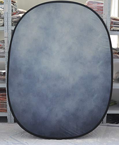 Kate Blue Brown Collapsible Backdrop Texture Folding Double Sided Reversible Background For Photoshoot, Video Conference, 5X6.5Ft(1.5X2M) #TOP2