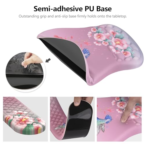 Mouse Pad Wrist Support, Laokiiy 2 in1 Keyboard Wrist Rest+ Ergonomic Mouse Pad, Non-Slip Wrist Rest for Computer Keyboard, Made Easy Typing & Relieve Wrist Pain(Bird Pink) — view 4