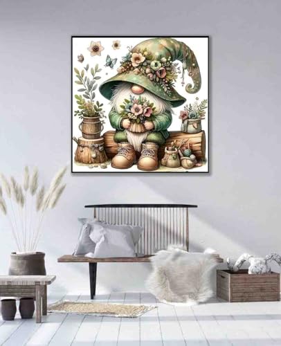 Image of Gnome Stamped Cross Stitch Kits for Adults Beginner,Flower Counted Cross Stitch Kits Printed Stitching Cute Patterns Dimensions Needlepoint Art Crafts Embroidery Kits for Adults Beginners