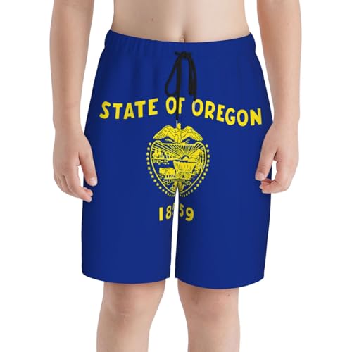 Oregon State Flag Youth Beach Pants, Soft and Breathable, with Drawstring Waist, Suitable for Sports and Leisure.3