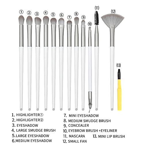 Magitoch Makeup Brushes Eyeshadow Premium Cosmetic Makeup Brushes Set With Soft Synthetic Hairs For Eyeshadow, Eyebrow, Eyeliner, Blending，For Foundation Blending Blush Concealer Eye Shadow, Cruelty-Free Synthetic Fiber Bristles, (Without Bag) (White) #TOP3