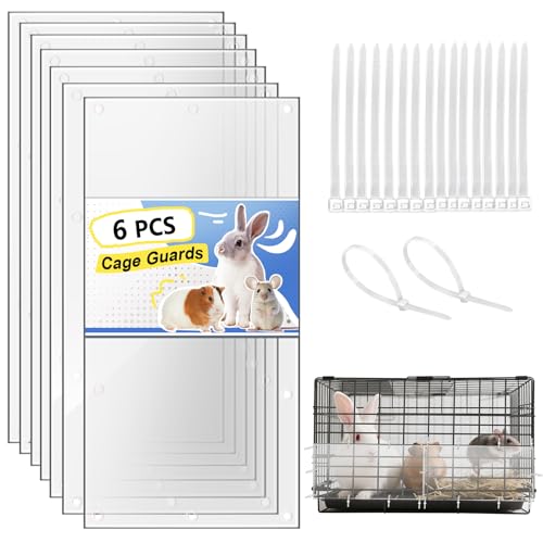 Cage-Guard, 6 Packs Clear Transparent Pet Cage Protector, Chew-Proof Barrier for Hamster, Rabbit, Bird Cages, DIY Customizable Edge Cover to Protect Wires & Prevent Mess