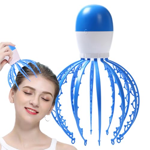 Demsyeq Massaggiatore per cuoio capelluto, comodo strumento di massaggio del cuoio capelluto, 3 modalità, massaggiatore per testa di polipo, per rilassarsi