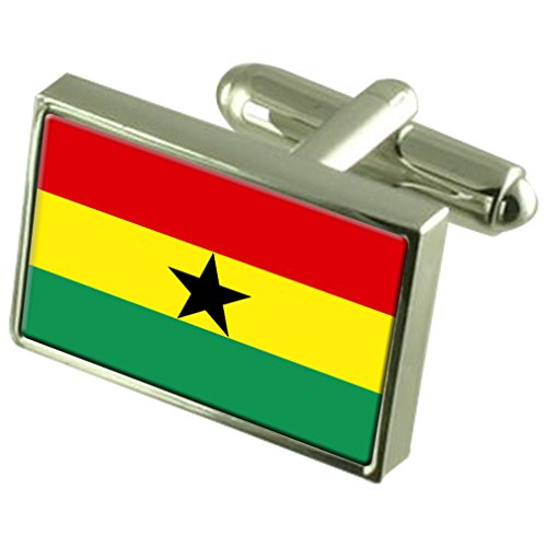 Gemelos de Ghana de bandera para regalo masculino con bolsa de presentación