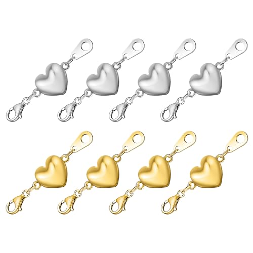 Image of Sterling Silver 925/14K Gold Heart Shaped Magnetic Lobster Clasps DIY
