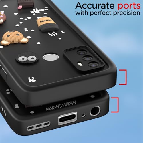 Image of Pikkme Back Cover for Oppo A53 | Cute Fun Cartoon 3D Bear Silicone Full Body Protection Bumper Case (Black)