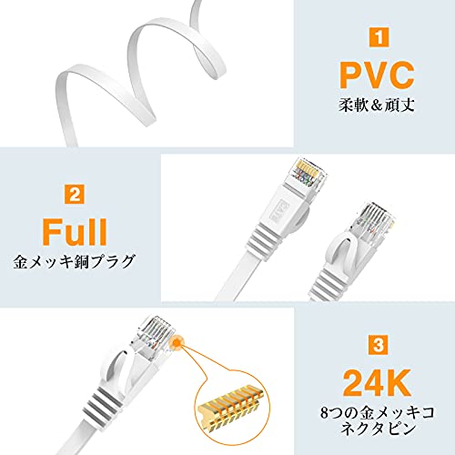 Lovicool LANケーブル CAT6 3m フラットタイプ