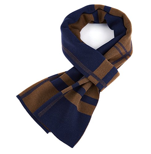 RIONA Heren merino wol mix geruite gebreide sjaal - zacht warm, kasjmier voelen - Image 5