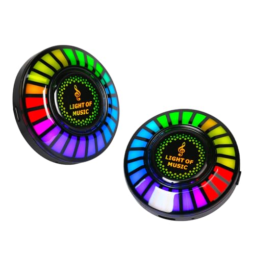 Pumwoy Lámpara de Ritmo de Música de Coche, Lámpara Ambiental de Pastilla RGB, Luz de Ritmo Activada por Voz, Lámpara de Ritmo de Música de Coche RGB para Coches, Fiestas, Música