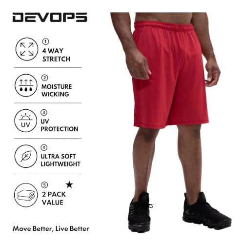 Image of DEVOPS Men's 2-Pack Loose-Fit 10 inch Workout Gym Shorts with Pockets