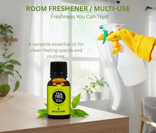 Image of Earth N Pure Tea Tree Essential Oil for Acne, Skin and Scalp Care - 100% Pure Natural Tea Tree Oil for Face, Hair & Aromatherapy - Steam Distilled - 30ml