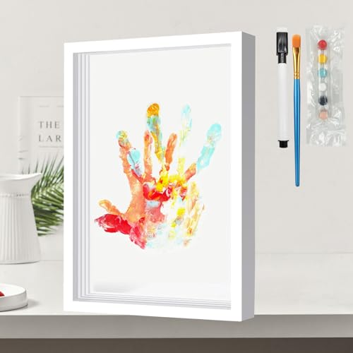 ADAJOEL Family Handprint Kit, Baby Hand and Footprint Kit, Fathers Day Gift, Eco-Friendly Paint, Transparent Boards 4 PCS (White)