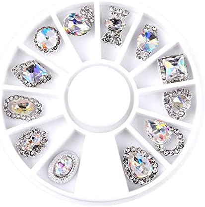 Nails Art Decoration Crystal Nail Rhinestones Irregular Beads DIY Wheel Tips 3D Nail Acrylic Diamond White Silver Shining Color - (Color: 3pcs)
