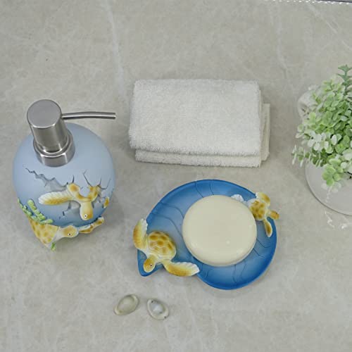 N-brand SHANCO Resin Sea Turtle Mother and Baby Soap Dish, Beach, Bathroom Accessory,Ocean Theme Sea Turtle Family Bathroom Decor,Coastal Decor (Ocean Blue) - Image 5