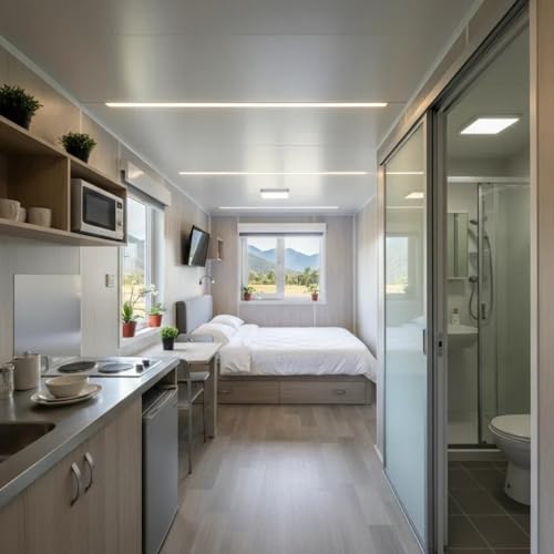 Prefabricated Tiny Home for Sale, 2-Story Design 20Ft 40 Ft, Expandable Container Folding House, Modular Expansion Design for Residential