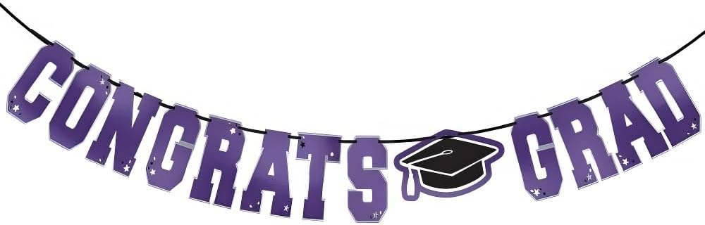 Red Congrats Grad Large Foil Letter Banner - 12 Ft x 8.38" (1 Pc) | Vibrant Party Hanging Decoration for Celebrations & Events