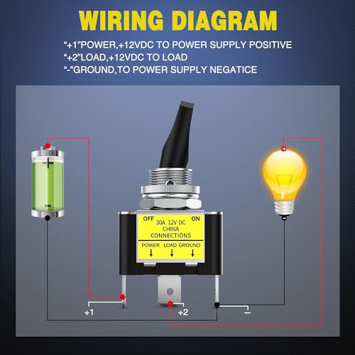 image for Nilight 5PCS LED Toggle Switch ON Off 12V 30A Yellow Lighted Metal Hea
