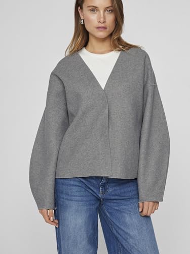 Chaqueta femenina de Vila con cuello en V gris y acabado premium 6