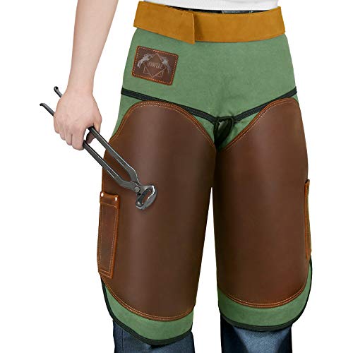 Farrier Apron Professional Chaps Apron Trimmer chaps with Buffalo Hide Patch from Hoofere, Heat & Flame-Resistant Heavy Duty Farrier Shoeing Apron with 2 Pockets Adjustable Sizes suitable for 28â€˜â€™~50â€˜â€™ waistline