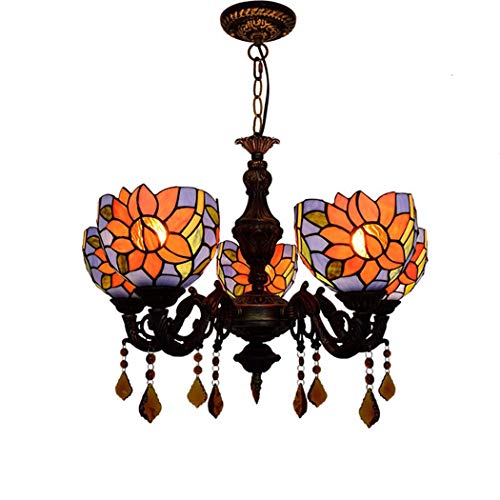 Chandelier baroque Tiffany en verre coloré pour un éclairage de salon élégant