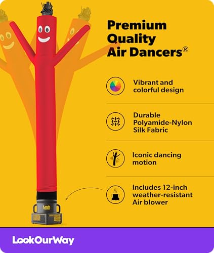Image of LookOurWay Air Dancers Wacky Waving Inflatable Tube Man Set - 10 Feet Tall Inflatable Dancing Man with Blower - Red