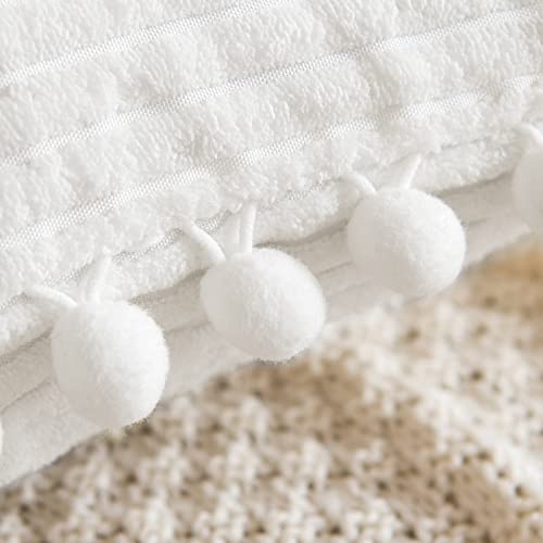 Anroduo Pack Of 2 Throw Pillow Covers With Pom-Poms Corduroy Cushion Case 12X20 Cute And Soft Boho Throw Pillow Covers Decorative Pillows Covers For Couch Sofa Bed And Living Room White #TOP2