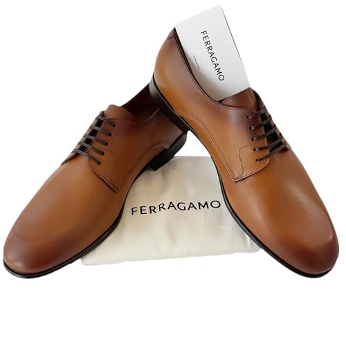 Fosco Plain Toe Oxford Derby Men's Brown Shoes New Vicuna Calf (Salvatore3