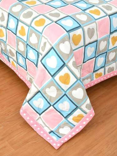 Image of IVAZA Luxury Ultrasonic Punch AC Comforter Blanket - Quilted Microfiber Floral Pattern, Lightweight Breathable All‑Season Blanket for Bedroom, Travel (Singled Bed,228x152 CM) (Pink Blue