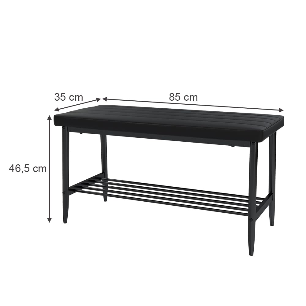 Vicco Sitzbank Grand, Schwarz, 85 x 35 cm, zur Verwendung als Essgruppe in Küche oder Esszimmer