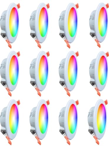 Image of MVL 10 Watt 7 in 1 Multicolour Ceiling Downlight Led Light (Red /Pink /Blue /Yellow /Violet /Green /Sky Blue /White) Pack of 12