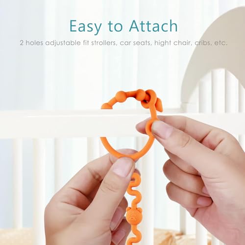 Image of 6 Pack Silicone Toy Straps for Baby- Adjustable, Durable, and Safe Travel Essentials for | High Chair Accessories, Pacifier Clips, Baby Leash for Stroller（6Pcs）