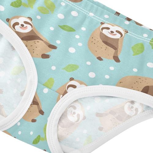 Wusikd Cute Sloth Girls' Underwear Cotton Blue Girls Briefs Soft Toddler Underwear 2T4