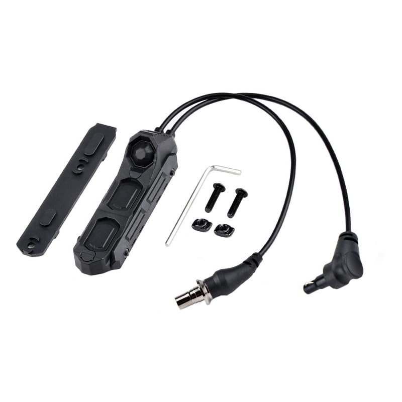 HATSEN Tactical Modular Dual Wire Three Button Remote Activation Pressure Switch?for M300/M600 PEQ15 Etc Series Scout Troch Flashlight?for 20mm Rail and M/K Dual System (SF+Crane Laser Plug BK)