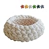 Cat Nest Bed – Premium Handwoven Washable Extra Soft Round Cave House for Indoor Kitten & Kitty, Small & Large (Cloud White,Medium)