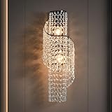 masarayti K9 Crystal Wall Sconces, Adjustable 3-Color LED Wall Light with Titanium Black Metal Frame, Modern Living Room/Bathroom/Bedroom Lighting Fixture (Easy Install)