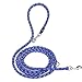 Hund und günstig Kaufen-TAVADA Hundeleine mit reflektierenden Streifen - Führleine für Hunde - Nylon Doppelleine mit 2 Karabiner - 2,5m verstellbar für kleine mittelgroße Hunde (Blau)