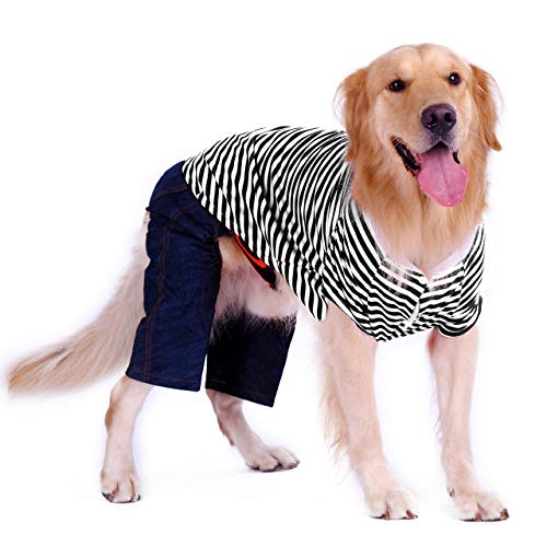 Petroom Dog Shirts For Large Dogs,Dog Striped Cotton T-Shirt Breathable Stretchy Costumes Pet Pullover Clothes(Black White Stripe,Xl) #TOP4