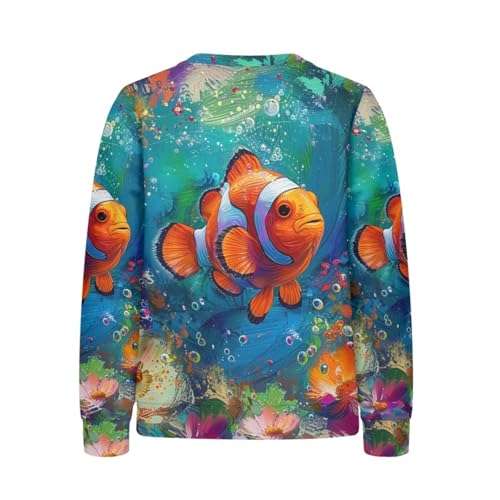 PinUp Angel Kids Long Sleeve Sweatshirt Casual Lightweight Cute Animal Artistic Oil Painting Patterned Pullover Top2