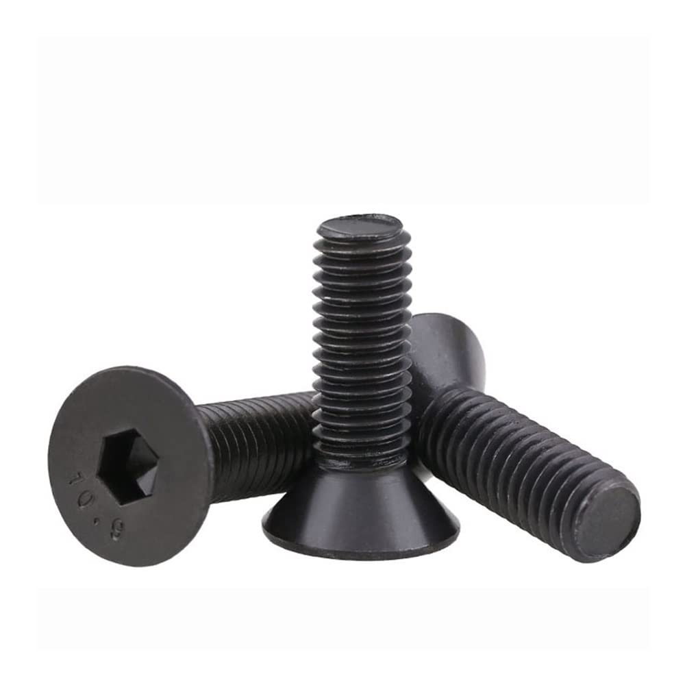 Bolzen, M3-M6 flache Senkkopf-Innensechskantschraube aus legiertem Stahl 12.9, Schwarz(20mm,M4(30pcs))