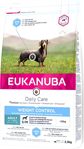 Eukanuba Daily Care Weight Control für kleine & mittelgroße Rassen - Fettarmes Hundefutter zum Gewichtserhalt oder Diät bei Übergewicht, 2,3 kg