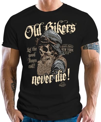 Camiseta de moto para hombre Old Bikers Never Die ropa motera clásica negra
