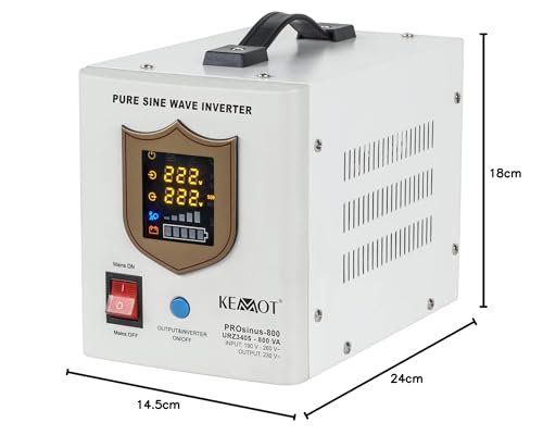 Notstromversorgung KEMOT PROsinus-800URZ3405 Wechselrichter reiner Sinus Ladefunktion 12V 230V 800VA/500W, weiß