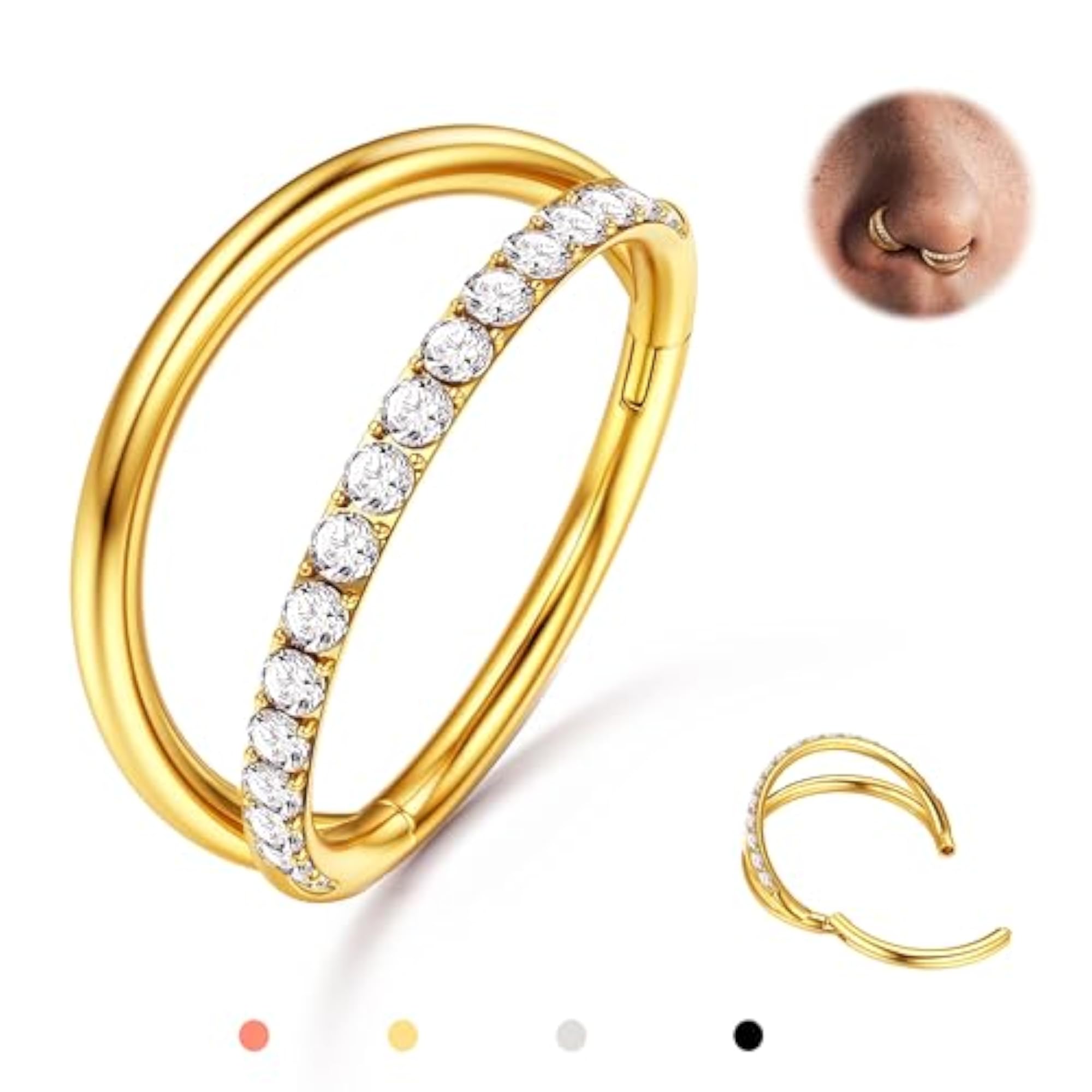 Triple/Double Hoop Nose Ring - 316L Stainless Steel