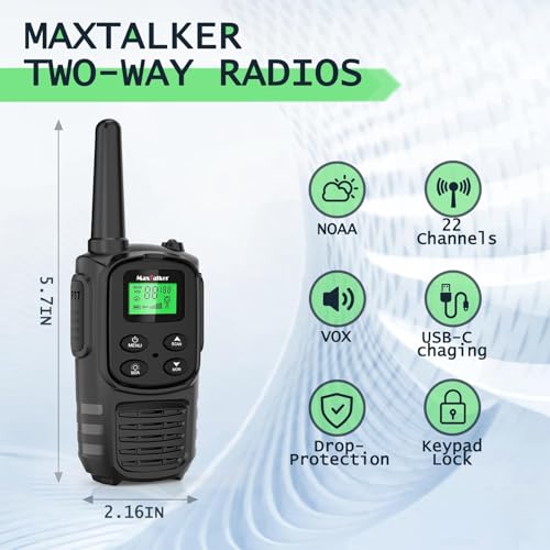 image for MaxTalker Walkie Talkies Long Range for Adult, MT10 Rechargeable Walki