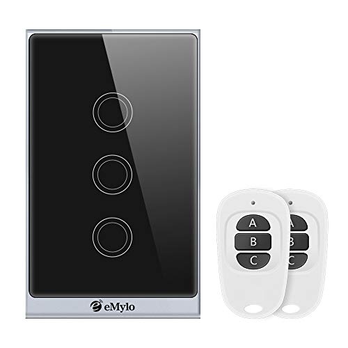 eMylo Smart WiFi Touch Pannel Wall Light Switch Wireless Remote Control Timing Function Compatible with Alexa Echo, Google Home (Wall Switch 3 Gangs)